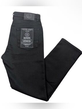VGB Vintage Genes Black Slim Fit Black French Terry Denim Jeans Mens 36x30 NWT